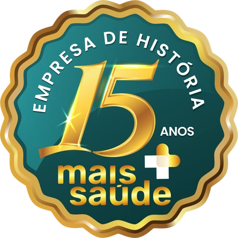Selo comemorativo dos 15 anos da Mais Saúde